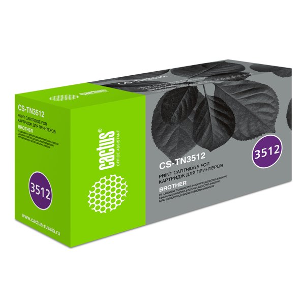 Картридж лазерный Cactus CS-TN3512 черный (12000стр.) для Brother DCP L6600DWHL/L6250DNHL/L6300DWHL/L6400DWHL/L6400DWTMFC/L6800DWMFC/L6800DWTMFC/L6900DWMFC/L6900DWT