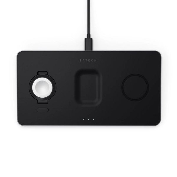 Satechi [ST-X3TWCPM] Беспроводное зарядное устройство Trio Wireless Charging Pad для телефона, часов и наушников. Цвет серый космос.
