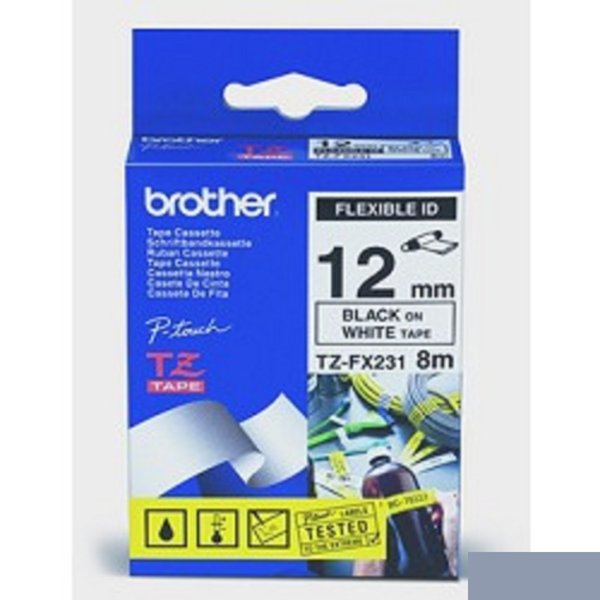 Brother TZE-FX231 Пленка в кассете чёрный шрифт на белой основе