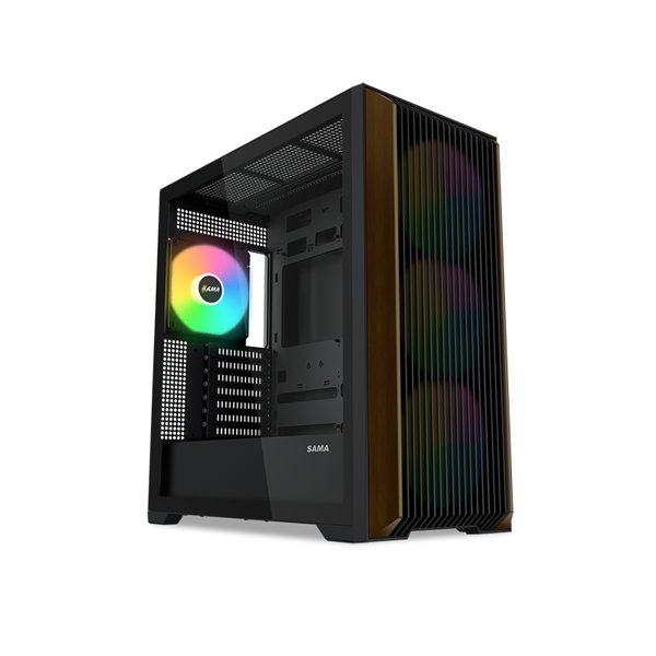 Case SAMA Z60 Black, Midi-Tower, TG, 4x140mm ARGB, 2xUSB 3.0 + 1xUSB 3.1 Type-C, E-ATX, ATX, mATX, mITX Black