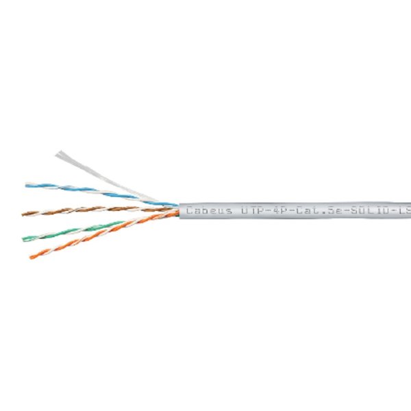 CABEUS UTP-4P-CAT.5E-SOLID-LSZH-GY КАБЕЛЬ ВИТАЯ ПАРА UTP (U/UTP), КАТЕГОРИЯ 5E, 4 ПАРЫ (24 AWG), ОДНОЖИЛЬНЫЙ, СЕРЫЙ, LSZH, НГ(А)-HF, (305 М)