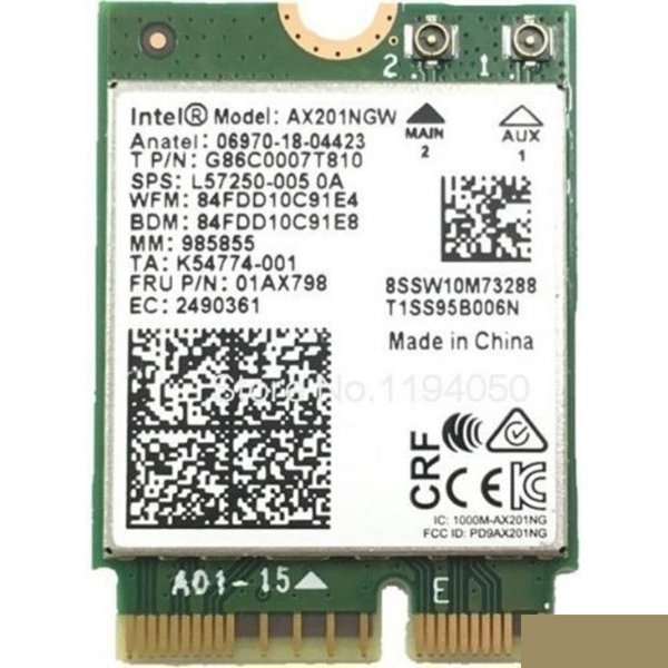 Intel AX201.NGWG.NV Wi-Fi 6 AX201, 2230, 2x2 AX+BT, No vPro,