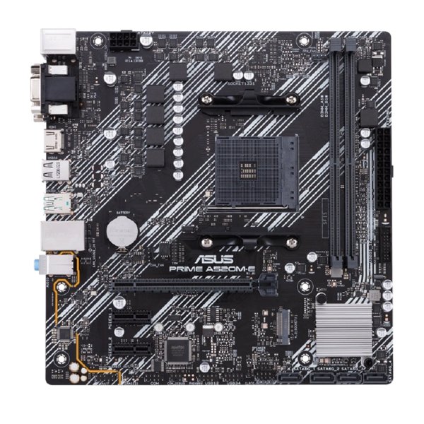 ASUS PRIME A520M-E/CSM (Socket AM4, mATX, 2xDDR4(64GB), VGA/DVI/HDMI, 1xPCIe3.0x16, 1xLAN, 4xSATA 6Gb/s, 1 x USB 3.2 Gen 2, 2 x USB 2.0, 4 x USB 3.2, 1xPS/2)