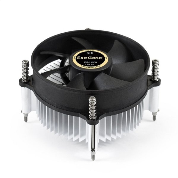 Exegate EX286141RUS Кулер ExeGate EK-11508.PWM (Al, LGA1150/1151/1155/1156/1200, TDP 75W, Fan 90mm, PWM, 1200-2600RPM, Hydro bearing, 4pin, 11-24db, 285г, с термопастой, на винтах, Retail color box)