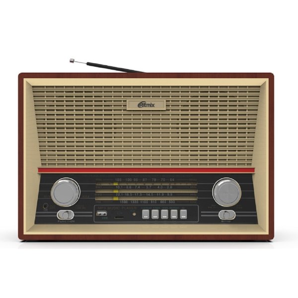 RITMIX RPR-102 WOOD {ФМ радиоприёмник 4-диапазонный (FM/AM/SW1/SW2), с разъемом для наушников, вход AUX, воспроизв. с micro SD карт памяти или USB флэш носителей,д/у}