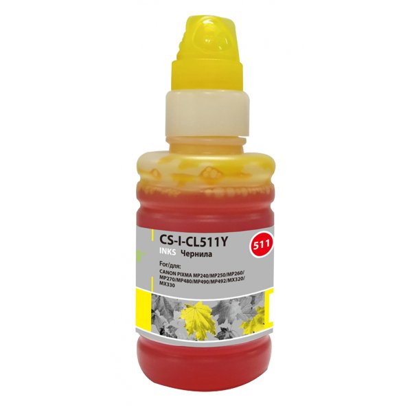 Cactus CS-I-CL511Y Чернила для Canon Pixma MP240/MP250/MP260/MP270, желтый, 100 мл.