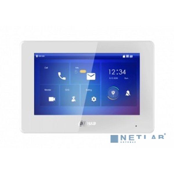 DAHUA DHI-VTH5421HW-W Монитор видеодомофона IP 7-и дюймовый с WiFi 2.4ГГц, белый, ёмкостной сенсорный экран, поддержка micro-SD до 64Гб, питание DC 12В