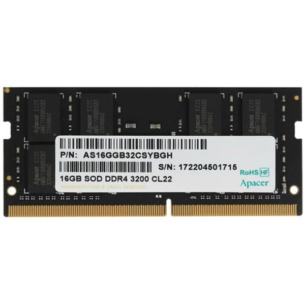 Apacer DDR4 SODIMM 16GB 3200MHz (PC4-25600) CL22 1.2V ES.16G21.GSH