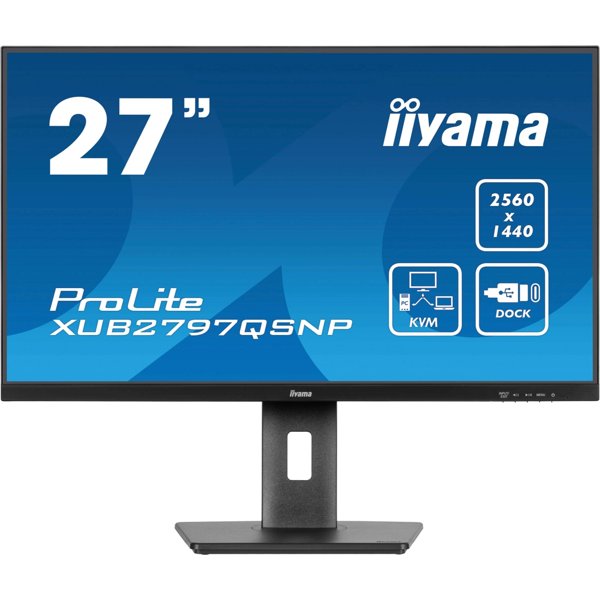 LCD Iiyama 27" XUB2797QSNP-B1 {IPS 2560x1440 100Hz 1ms 300cd 1300:1 HDMI DisplayPort USB-C KVM RJ45 HAS VESA}
