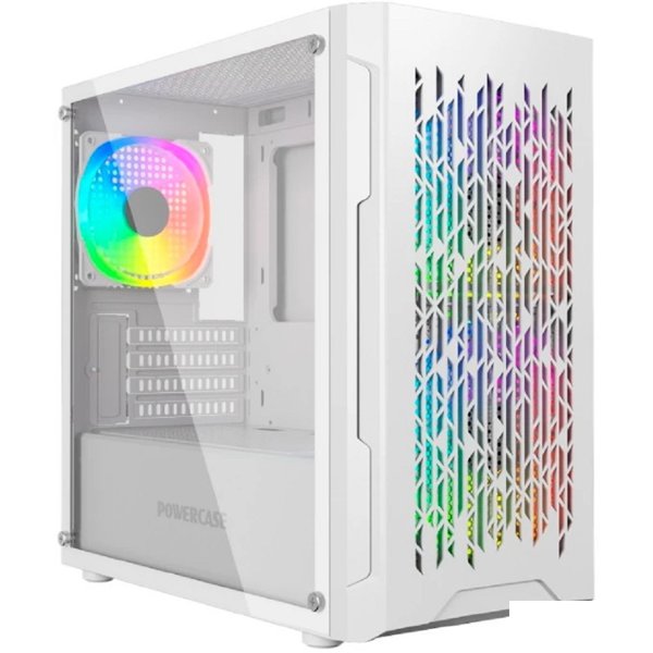 Powercase Mistral Micro D3W ARGB, Tempered Glass, 2x 140mm ARGB PWM+1x 120mm ARGB PWM, белый, mATX (CMMDW-A3)