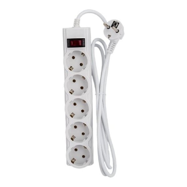 CBR Сетевой фильтр CSF 2505-1.8 White PC, 5 евророзеток, длина кабеля 1,8 метра, цвет белый (пакет)