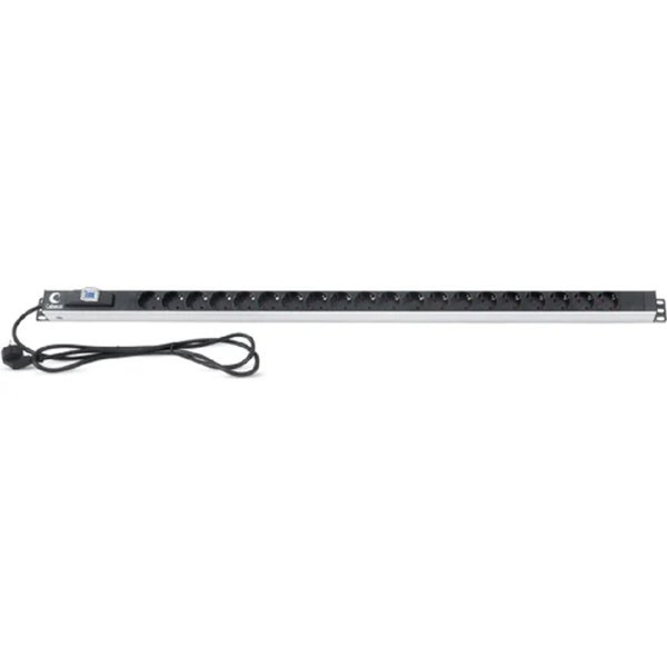 Cabeus PDU-16-20S-B Блок розеток для 19" шкафов, вертикальный, 20 розеток Schuko, 16А, автомат защиты, алюминиевый корпус, шнур с вилкой Schuko 2 м