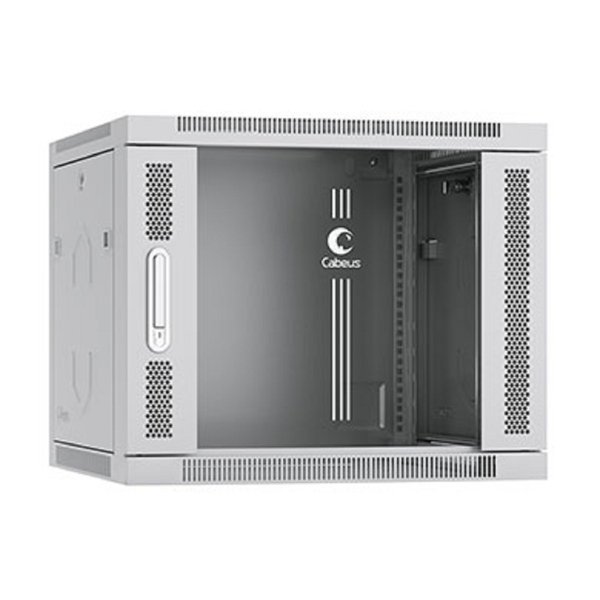 Cabeus SH-05F-9U60/60 Шкаф телекоммуникационный настенный 19" 9U 600x600x501mm (ШхГхВ) дверь стекло, цвет серый (RAL 7035)