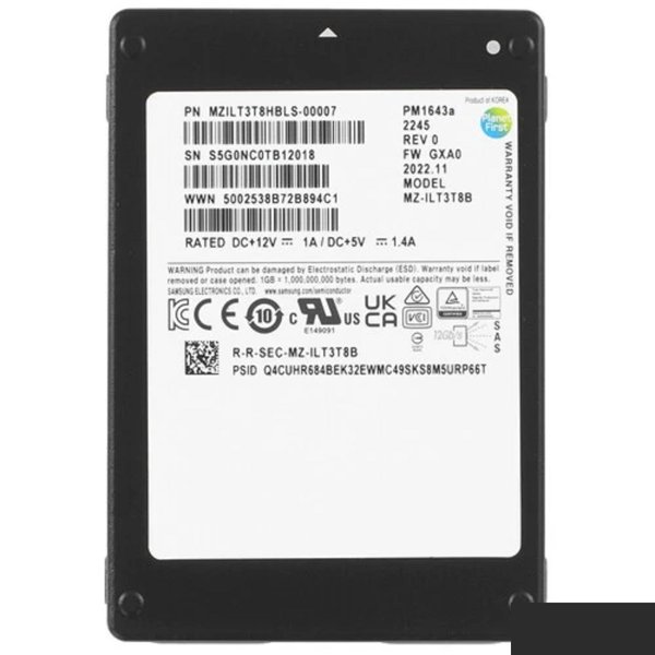 Samsung SSD 3840Gb PM1643a 2.5" SAS MZILT3T8HBLS-00007