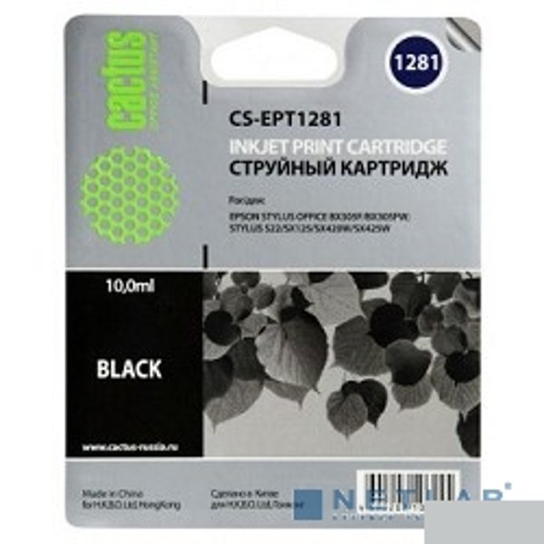 Cactus T1281 Картридж для EPSON Stylus S22/SX125/SX130/SX420W/Office BX305F черный, 10мл