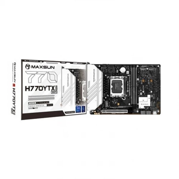 MAXSUN MS-Terminator H770YTX D5 WIFI (Socket 1700, YTX(245*175 mm), 2*DDR5(96Gb), DP/HDMI, 4*SATA3, 4*M.2, 1*PCIEx16, 1*Type-C, 6*USB2.0, 2*USB 3.2, LAN 1*2.5G, Bluetooth5.2, Wi-Fi6, RTL)