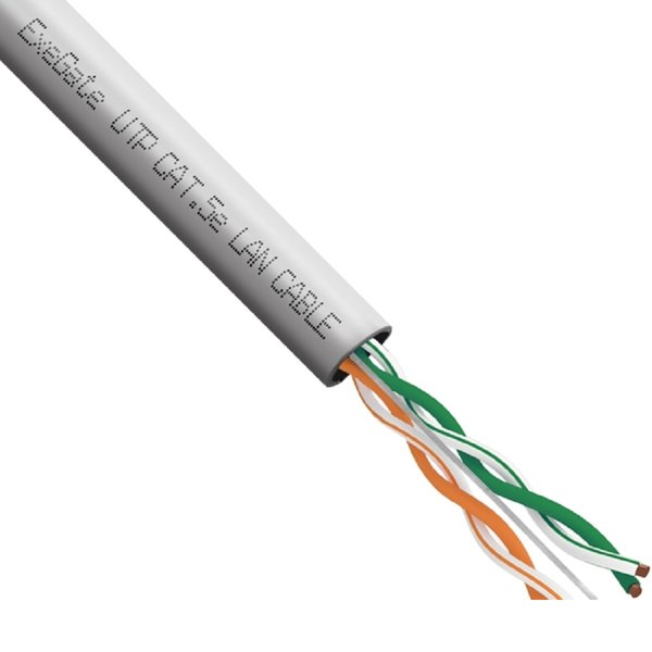 Exegate EX281821RUS Кабель Exegate  UTP-2-C5e-CU-S24-IN-PVC-GY-305 UTP 2 пары кат.5e медь, 24AWG, бухта 305м, серый, PVC