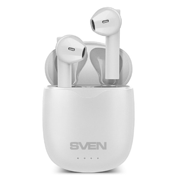 Наушники  SVEN E-727BTбел BТ,ТWS,магн заряд кейс, беспровод, стерео