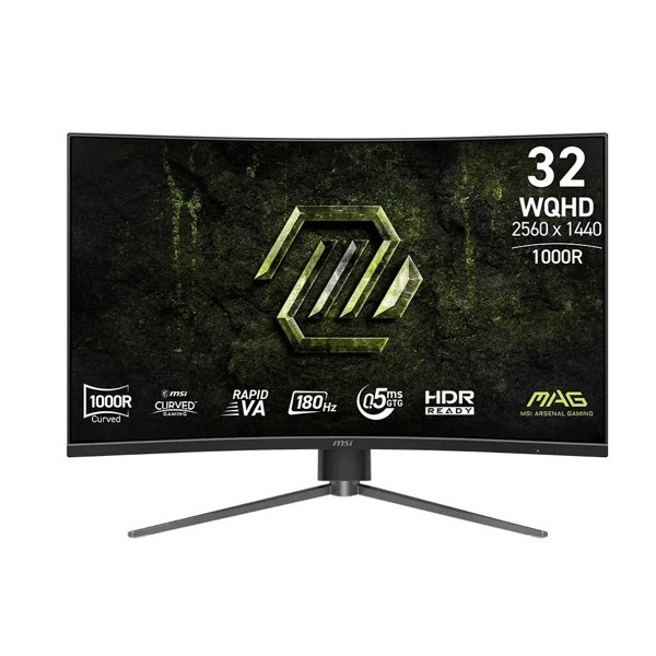 MSI MAG 31.5" 325CQPF E18 Black {VA Curved 1000R 2560x1440 180Hz 0.5ms 300cd 16:9 2xHDMI DisplayPort Tilt Swiv HAS External Vesa}
