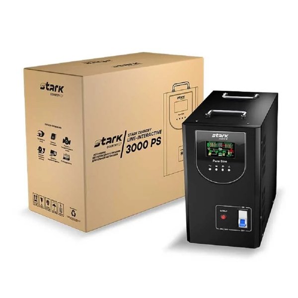 ИБП STARK SC 3000 PS 3000ВА/2400Вт {Line-Interactive, на пол, 154-264В, 2 х ЕВРО, Чистый синус, БЕЗ АКБ - внеш 2x 65-600Ач}