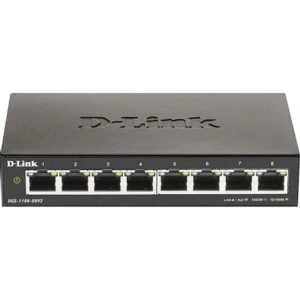 D-Link DGS-1100-08V2/A1A Настраиваемый L2 коммутатор с 8 портами 10/100/1000Base-T