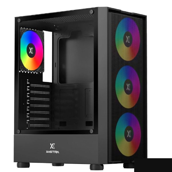 XASTRA Корпус A301 4FRGB  Black ATX/Mesh/ tempered glass / 4x 120mm FC120-FRGB fans/ A301-BK-FC120FRGB-4F-GL