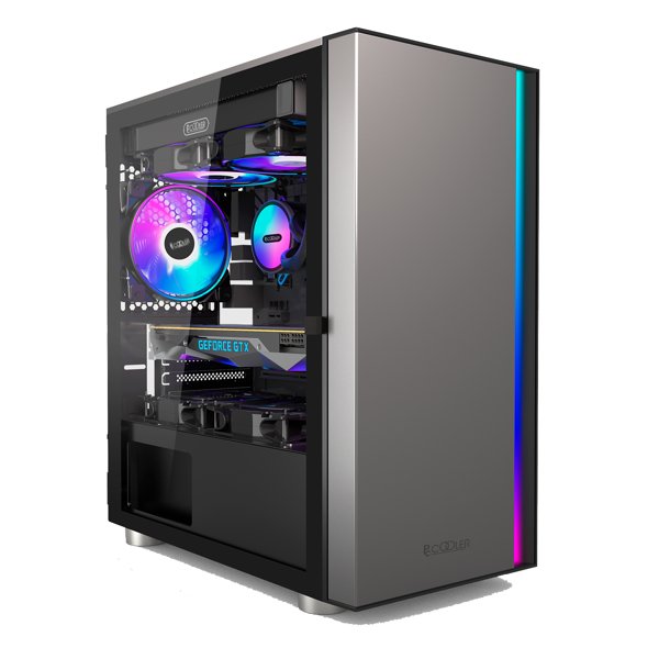 Корпус без блока питания/ PCCOOLER LM300 ARGB BK, Flat Mid Tower, Black, TG, 0.45 SPCC, 1x120mm mATX, mITX 170/330/150mm 2x2.5", 2x3.5", 5xPCI 1xUSB-A 3.0, 2xUSB-A 2.0 375x205x427mm