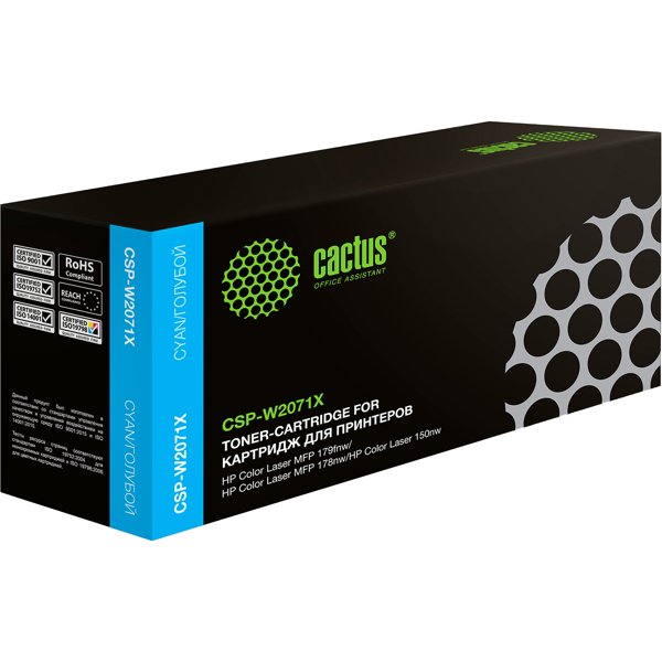 Картридж лазерный Cactus CSP-W2071X голубой (1300стр.) для HP Color Laser 150a/150nw/178nw MFP/179fnw MFP