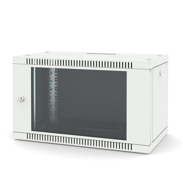 Шкаф настенный 19", 6U Filum FL-WB-0663GM-GY Wall Box (ШхГхВ) 600x350x356 мм, дверь стеклянная, цвет серый RAL7035
