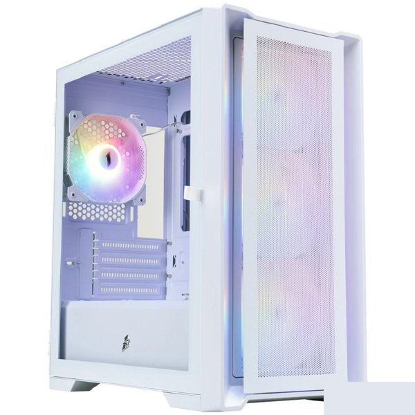 1STPLAYER Корпус TRILOBITE T4 MESH FRGB White / mATX / 4x120mm FRGB fans / T4-WH-4F1-W