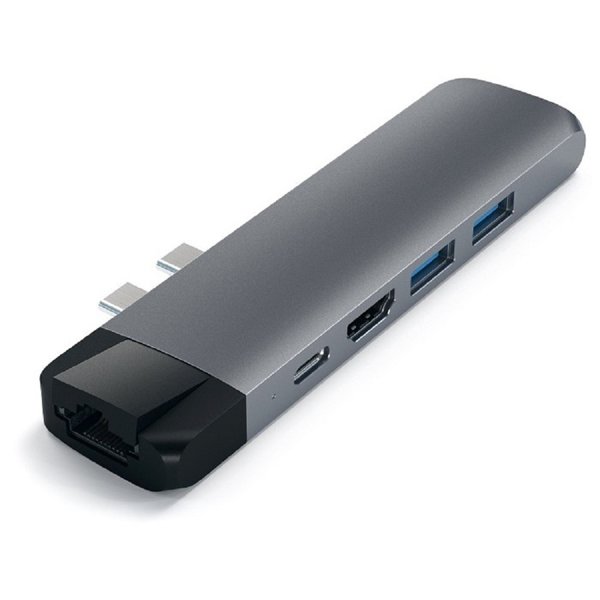 Satechi [ST-TCPHEM] Адаптер USB Aluminum Pro Hub with Ethernet & 4K HDMI). Цвет серый космос