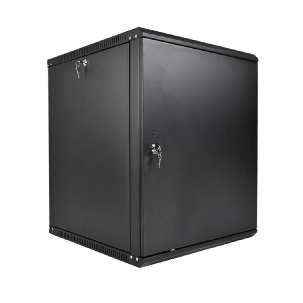 ЦМО Шкаф телекоммуникационный настенный разборный ЭКОНОМ 15U (600 x 350) дверь металл, цвет черный (ШРН-Э-15.350.1-9005)