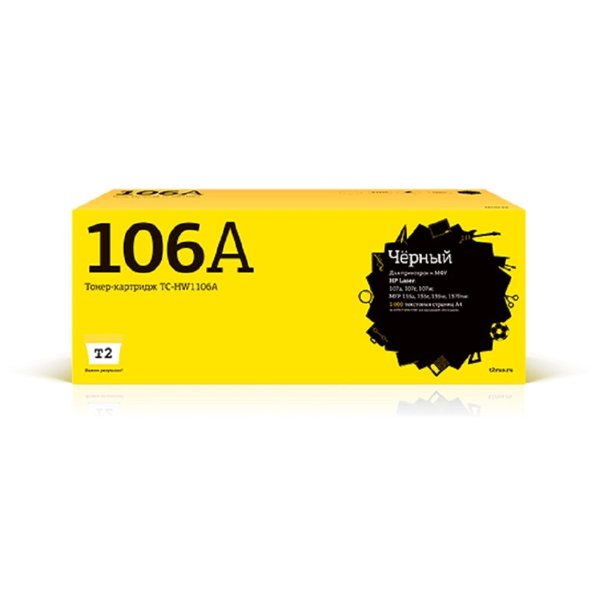 T2  W1106A  картридж TC-HW1106A для HP Laser 107a/107r/107w/MFP 135a/135r/135w/137fnw (1000 стр.) черный, с чипом