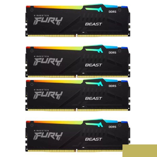 Память оперативная/ Kingston 128GB 5200MT/s DDR5 CL40 DIMM (Kit of 4) FURY Beast RGB XMP
