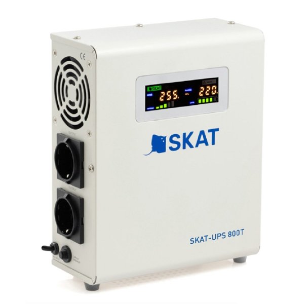 ИБП Бастион SKAT-UPS 800T Line-Interactive 220В, 800ВА/500Вт, чистый синус, БЕЗ АКБ: внешняя 1шт 40-200Ач, ток заряда 10/15А  (4502)