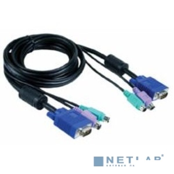 D-Link DKVM-CB5/B1A Кабель KVM длиной 5 м с разъемами VGA и PS/2 для DKVM-4K/B
