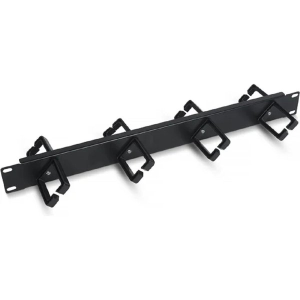 Cabeus JB08-1U-45-BK Кабельный органайзер горизонтальный 19" 1U двухсторонний, 8 пластиковых колец под углом 45 градусов