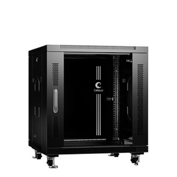 CABEUS SH-05C-12U60/80-BK ШКАФ МОНТАЖНЫЙ ТЕЛЕКОММУНИКАЦИОННЫЙ 19" НАПОЛЬНЫЙ ДЛЯ РАСПРЕДЕЛИТЕЛЬНОГО И СЕРВЕРНОГО ОБОРУДОВАНИЯ 12U 600X800X730MM (ШХГХВ) ПЕРЕДНЯЯ СТЕКЛЯННАЯ И ЗАДНЯЯ СПЛОШНАЯ МЕТАЛЛИЧЕСК