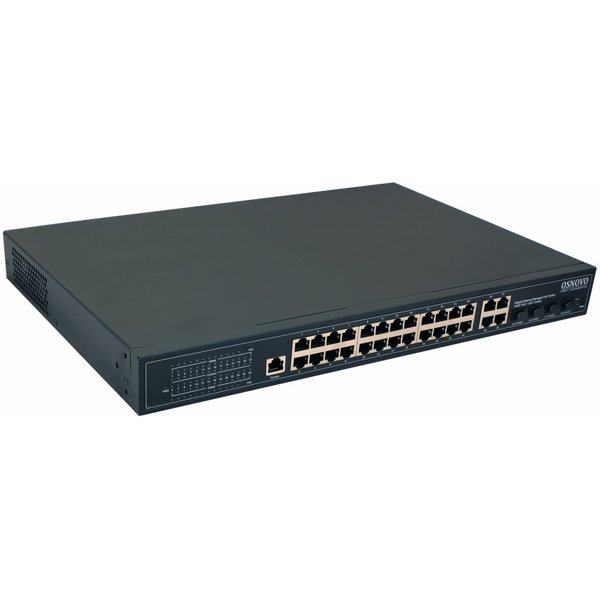 Коммутатор/ OSNOVO Управляемый L2 PoE коммутатор Gigabit Ethernet на 24 RJ45 PoE + 4 x GE Combo Uplink, до 30W на порт, суммарно до 400W  (SW-8244/L(400W))