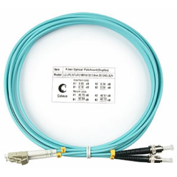 Cabeus FOP-50-LC-ST-3m Шнур оптический duplex LC-ST 50/125 mm OM3 3м LSZH