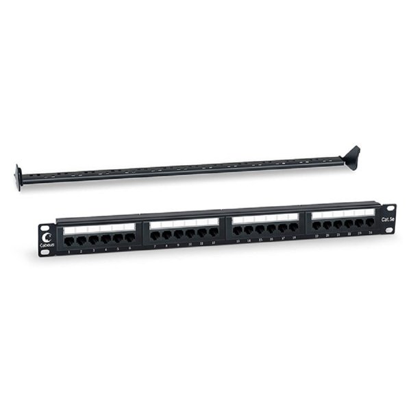 Cabeus PL-24-Cat.5e-Dual IDC Патч-панель 19" (1U), 24 порта RJ-45, категория 5e, Dual IDC, с задним кабельным  организатором