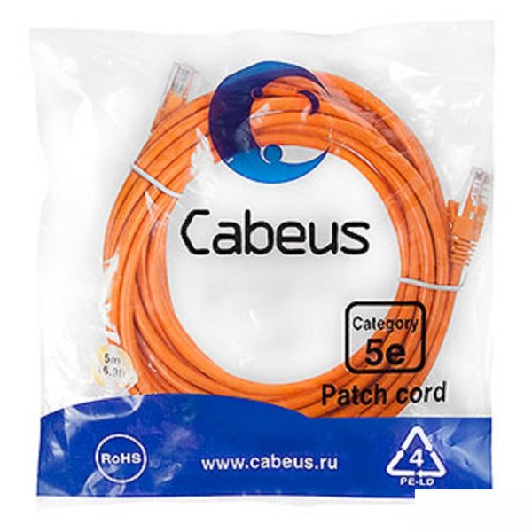 Cabeus PC-UTP-RJ45-Cat.5e-5m-OR-LSZH Патч-корд UTP, категория 5e, 5 м, LSZH, неэкранированный