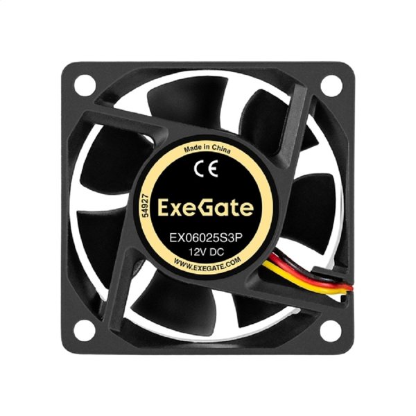 Exegate EX297033RUS Вентилятор 12В DC ExeGate EX06025S3P (60x60x25 мм, Sleeve bearing (подшипник скольжения), 3pin, 3500RPM, 24dBA)