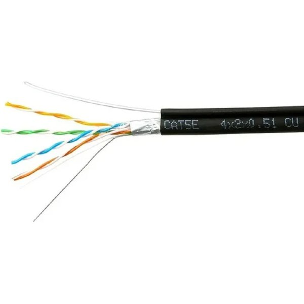 Cablexpert FPC-5051E-4-CU-OUTR/100 Кабель Cablexpert (RU) FTP outdoor 4x2x0.51 на тросу, медный, кат.5e, однож., 100м, box, черный