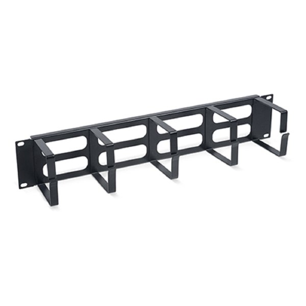 Cabeus JB08-2U-BK Кабельный органайзер горизонтальный 19" 2U, 5 колец, металлический, цвет черный (RAL9004)