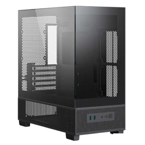 XASTRA Корпус Q500M-0F Black mATX/Aquarium/Screewless/no fans/ Q500M-0F