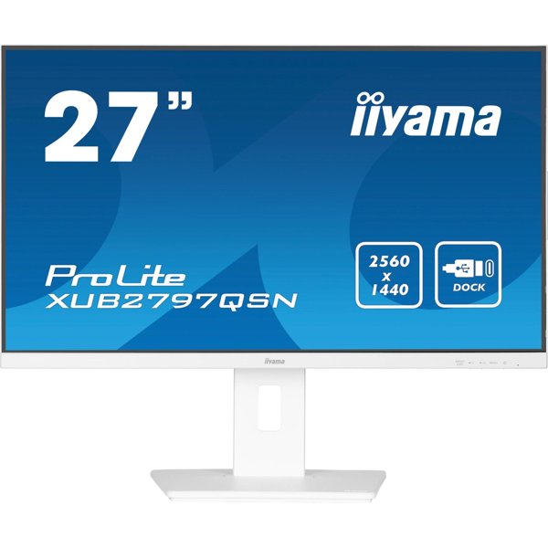LCD IIYAMA 27" XUB2797QSN-W2 белый {IPS 2560x1440 100Hz 1ms 300cd HDMI DisplayPort(in+out) USB3.2 USB-C3.2(65W) USB-C3.2(15W) RJ-45 2x2W HAS Pivot}