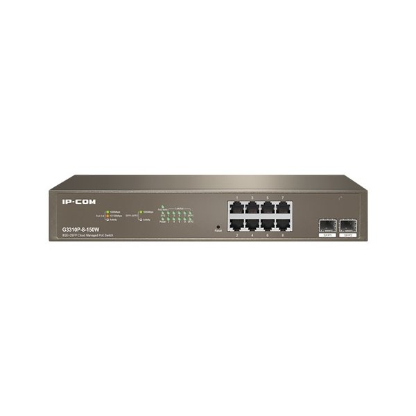 IP-COM G3310P-8-150W L2 Коммутатор PoE управляемый 8-Ports 10/100/1000 Base-T + 2-Ports 1000 Base-X SFP / 8-Ports PoE (PoE бюджет 130W)