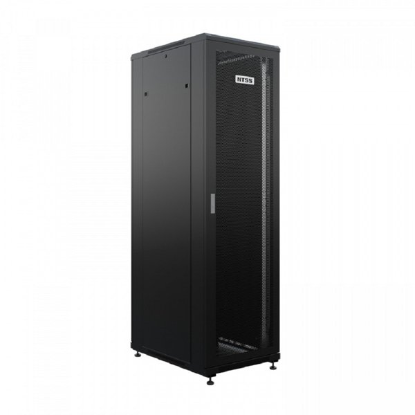 NTSS Шкаф напольный универсальный серверный NTSS R 47U 800х800мм, 4 профиля 19, двери перфорированная и сплошная металл, боковые стенки съемные, регулируемые опоры, разобранный, черный RAL 9005 NTSS-R