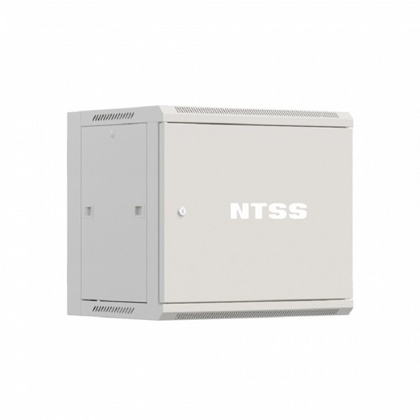 NTSS Шкаф настенный телекоммуникационный NTSS W 12U 600х450х635мм, 2 профиля 19, дверь сплошная металл, боковые стенки съемные, разобранный, серый RAL 7035 NTSS-W12U6045FD